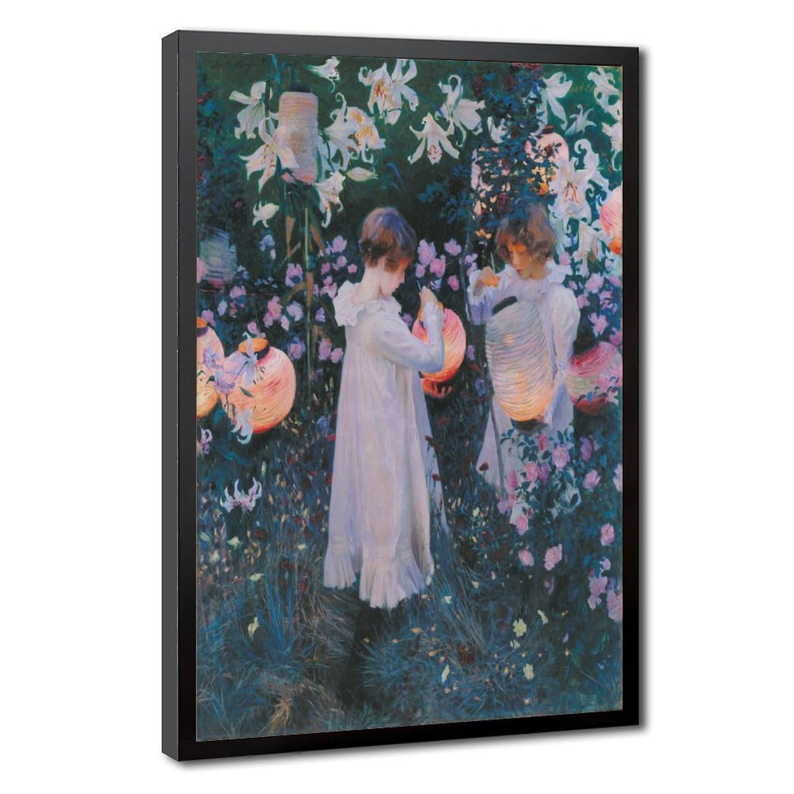 WCYB John Singer Sargent - Carnation Lily Rose Prints Posters Canvas Deco Paintings Wall Art For Office Living Room Hangable Frame 16" L X 24" W