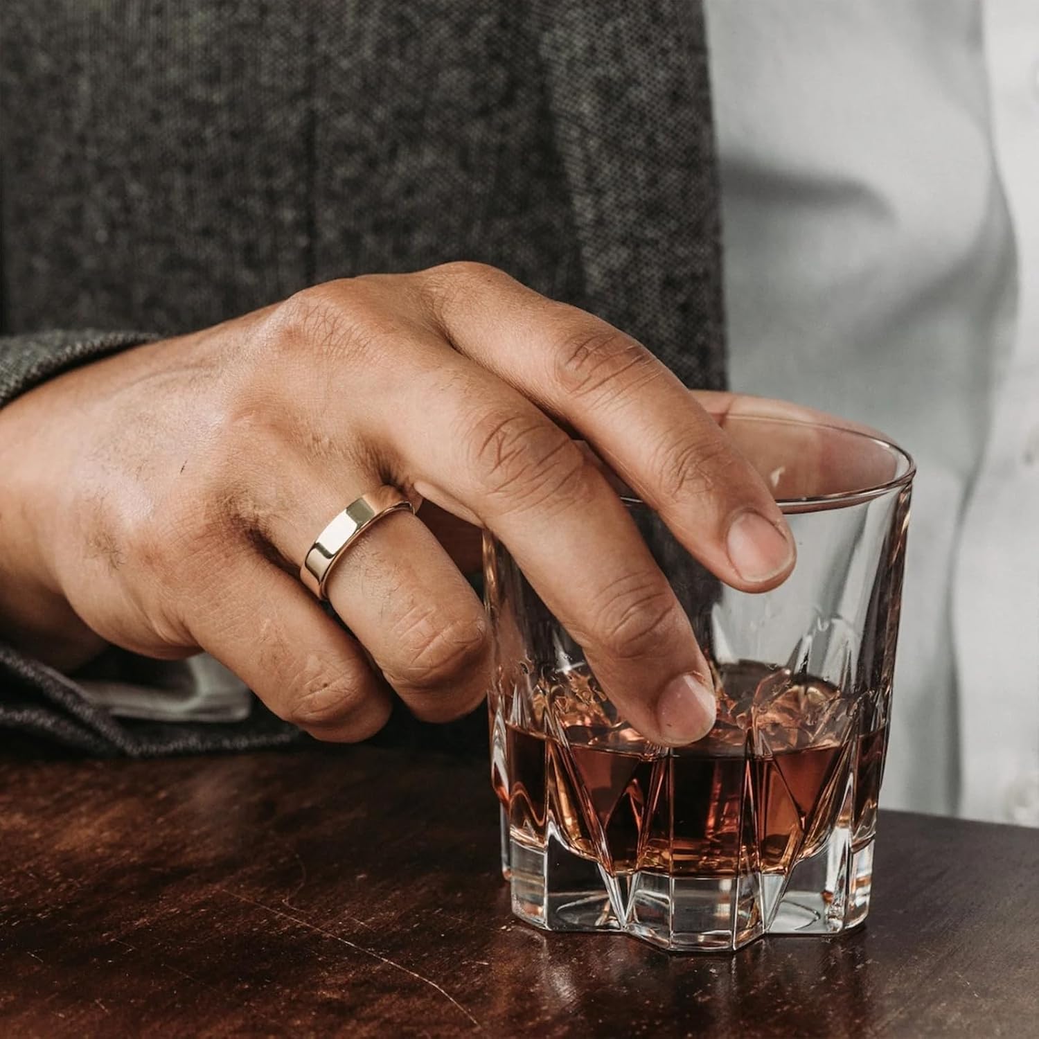 NOKMIT 5mm 14K Gold Filled Rings for Women Girls Dainty Thick Wedding Band Couple Anniversary Engagement Thumb Ring Gifts High Polished Plain Flat Cigar Band Tarnish Resistant Comfort Fit Size 4 to 11 - Image 7