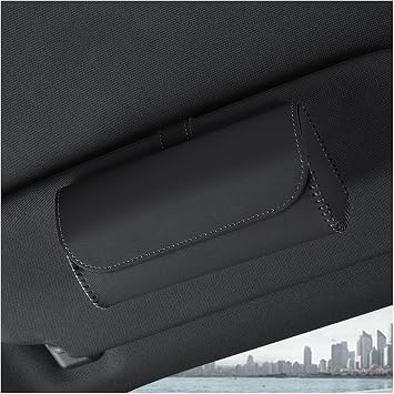 Yourkar Sunglasses Case for Car Sun Visor, Leather Auto Eyeglasses Organizer Box with Hidden Magnetic Closure, Glasses Protective Holder Case for Car, Universal Car Accessories Black