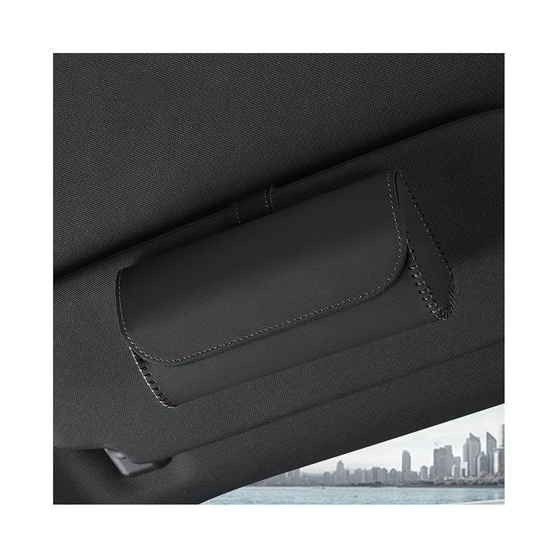 Porta-óculos para Para-Sol de Carro Augeny em Couro Sintético PU com Fechamento Magnético Preto