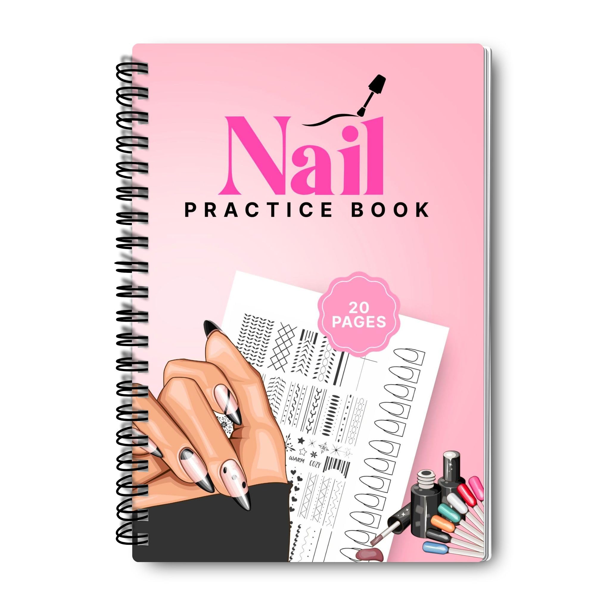 Nail Practice Book – 16 Laminated Reusable Pages with Nail Design Templates & Basic Nail Art Guide | Reusable Nail Training Sheets for Beginners, Students & Professionals-image-33