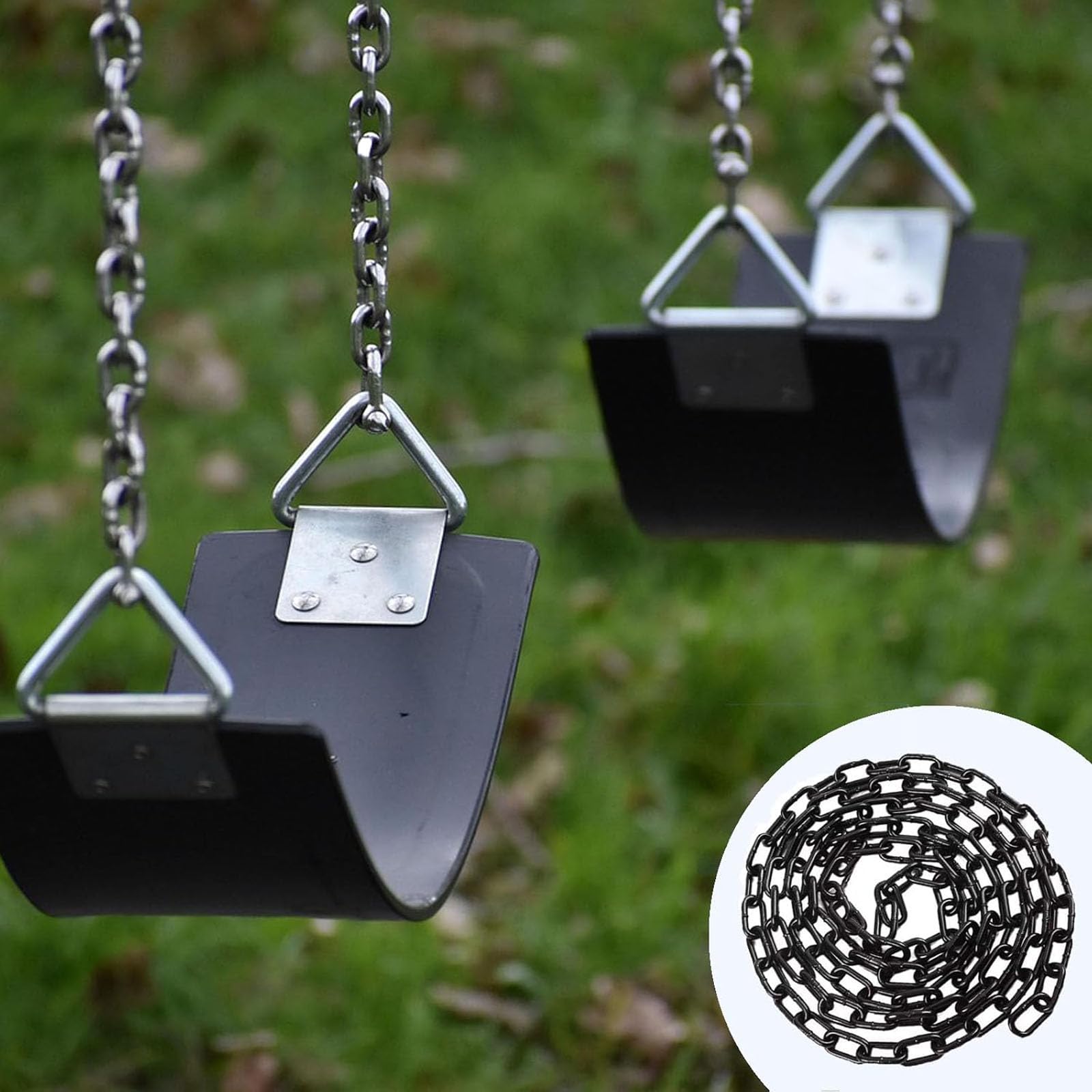5m Starke Stahlkette, 4mm Kette Schwarz, Gliederkette Meterware Kohlenstoffstahl, Schaukelketten Metallkette für Hängezäune, Kette Hängesessel