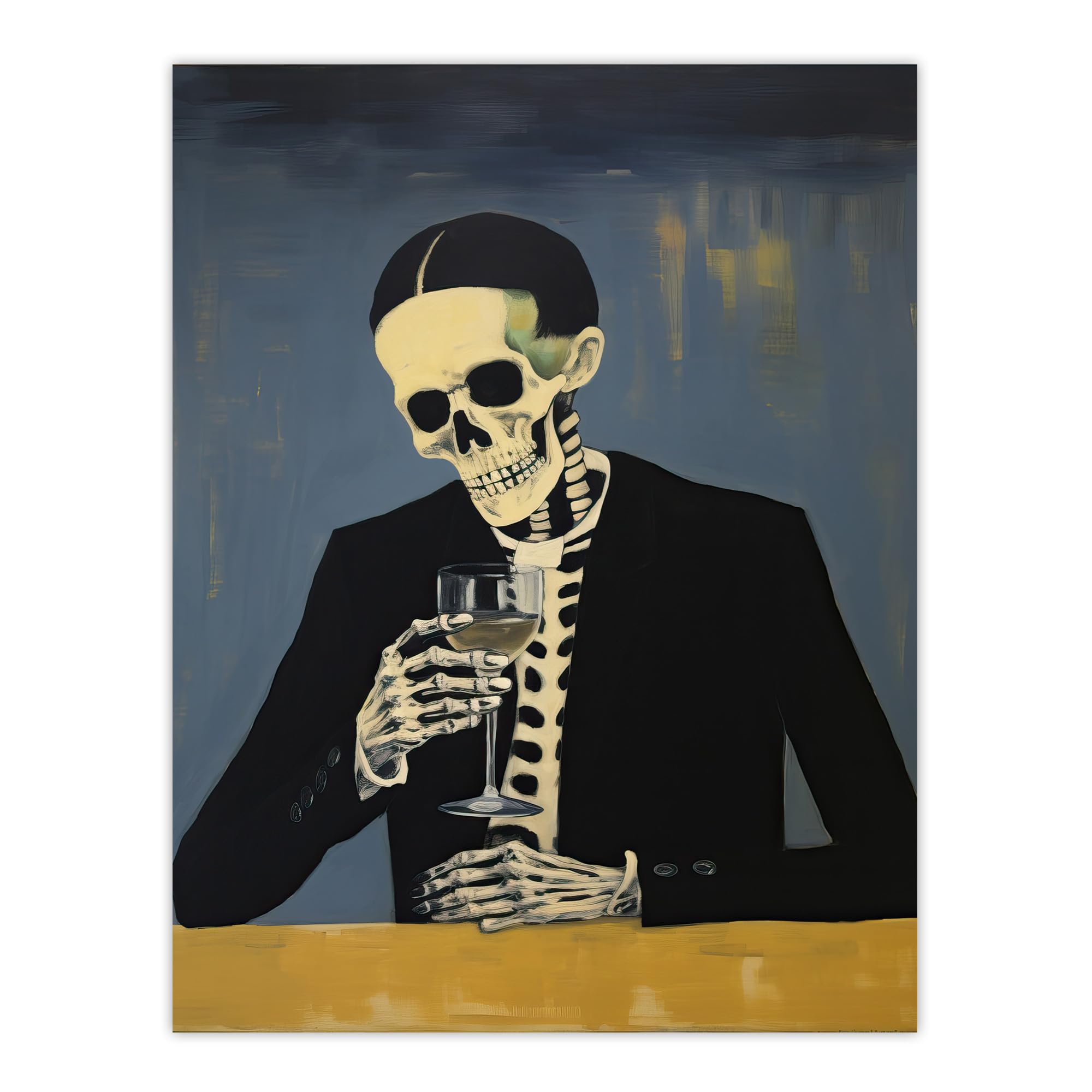 Artery8 Drowning My Sorrows By Ryan Ramirez Skeleton Bones Halloween Artwork Painting Large Wall Art Poster Print Thick Paper 18X24 Inch