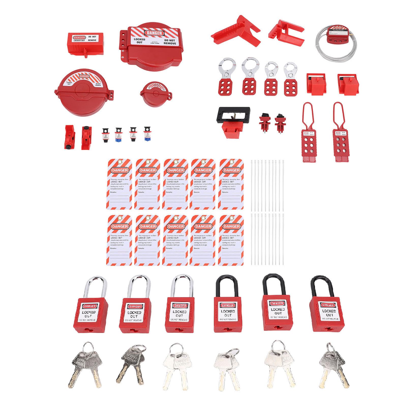 RiToEasysports Kit de bloqueo con caja de herramientas, kit de candados de seguridad industrial para mantenimiento de aparatos eléctricos, abrazadera y cierres universales con