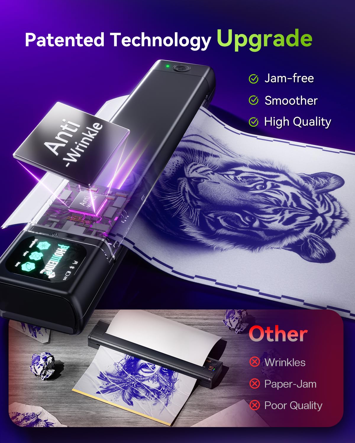 Phomemo M08F Plus AI Stampante Stencil Tattoo Smart HD Touchscreen | Stampante Termica Tattoo Professionale Bluetooth Stampante Stencil Tatuaggi con 20 Fogli Carta Transfer Premium