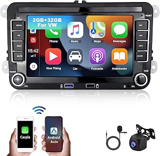 Wireless Apple CarPlay Android Auto Car Radio Receiver 2+32GB Android 11 Car Stereo Compatible with Volkswagen Jetta Tiguan Golf Beetle SEAT Skoda, 7” Touchscreen with GPS HiFi Bluetooth Backup Camera