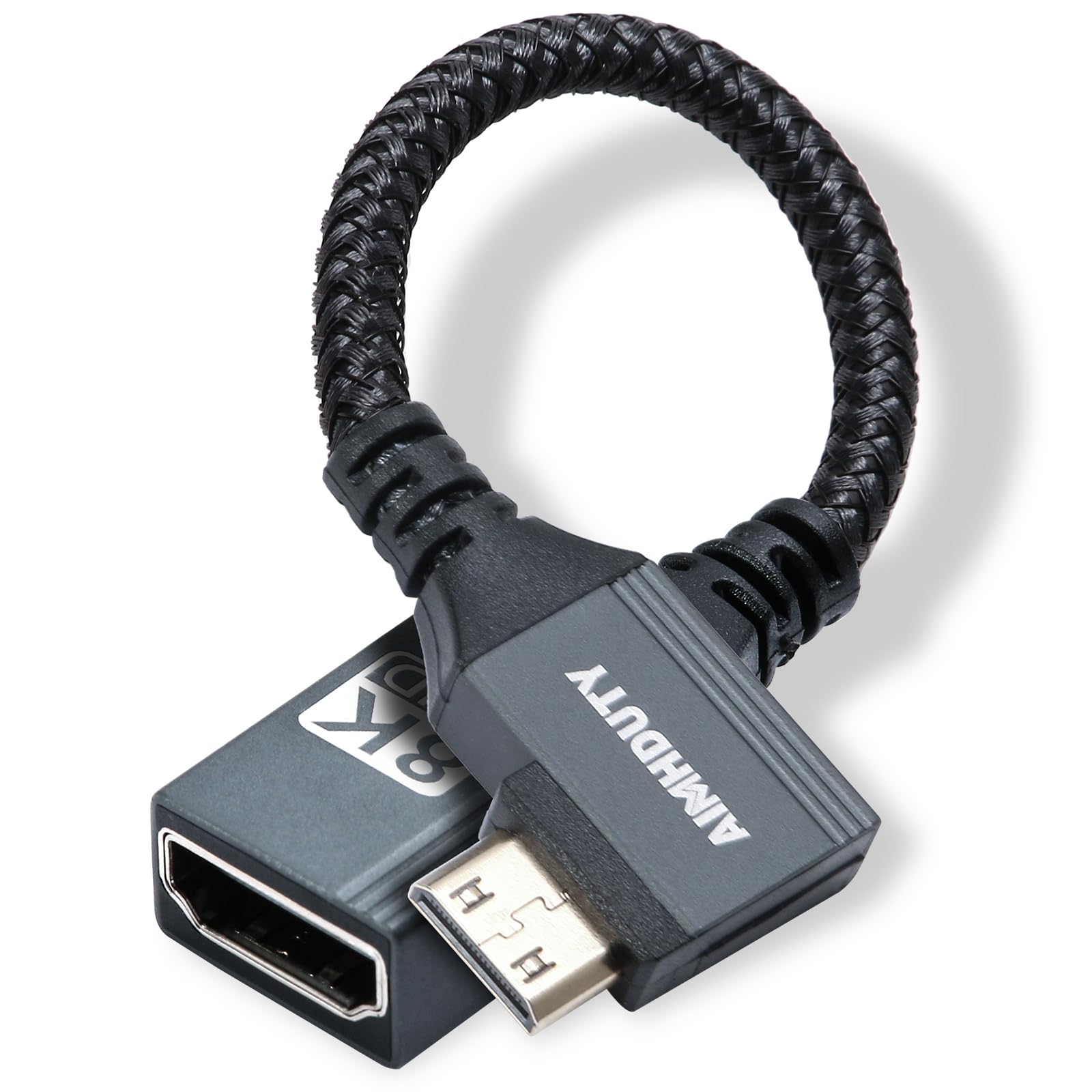 Adattatore da mini HDMI a HDMI 8K, cavo ad angolo retto, da mini HDMI maschio a HDMI (femmina) a connettore convertitore a forma di L, supporta 8K a 60Hz, 4K a 120Hz, compatibile con Raspberry Pi Zero