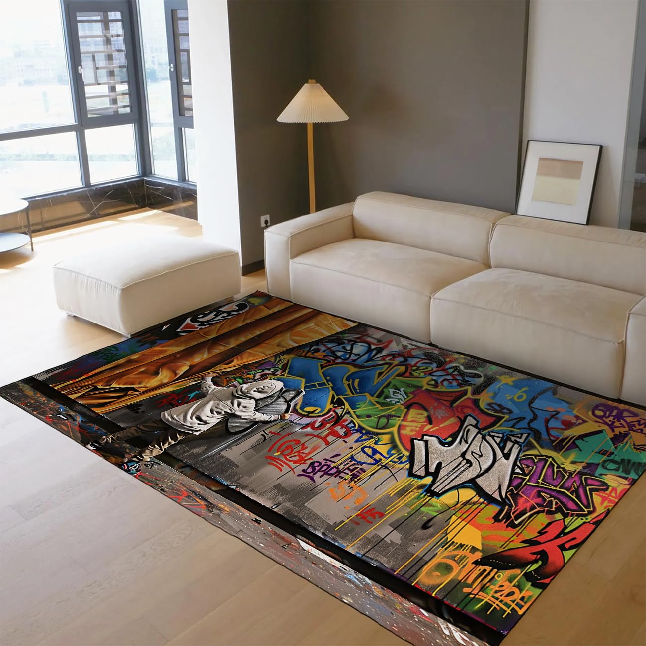 Tapis de Sol Graffiti Multicolore 80x150cm pour une Décoration Moderne de Couloir