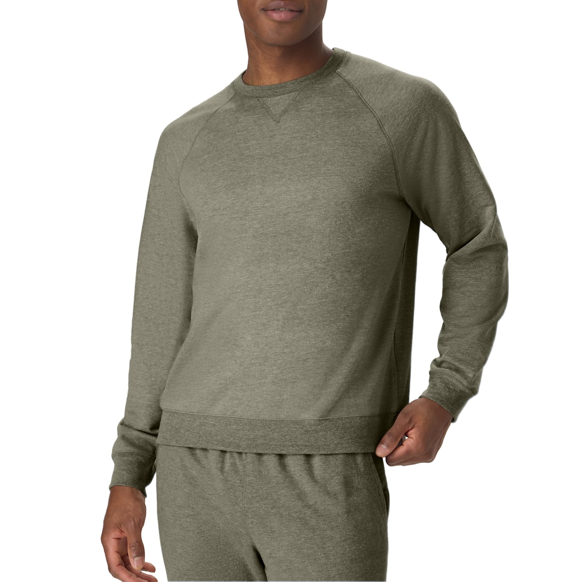 Hanes Men's Crewneck Sweatshirt, Tri-Blend French Terry, Camouflage Green Pe Heather, M