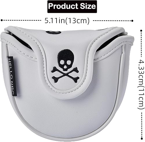 Miniatura 2 de Golf Club Skull Skeleton Mallet Putter Cover Magnetic Closure PU Leather Headcover