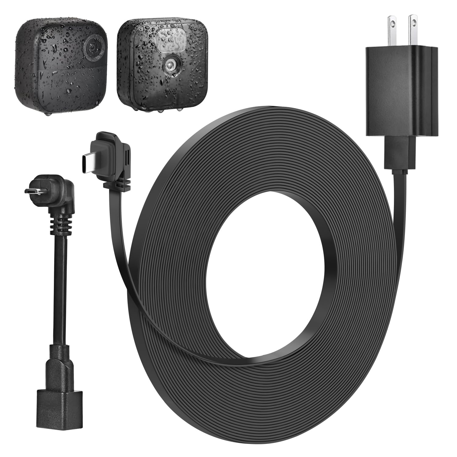25ft/7.5m Power Adapter for Blink Outdoor 4 (4th Gen) & (3rd Gen)&Blink XT2/XT, Weatherproof Flat Extension Cable with Extra Type C to Micro USB