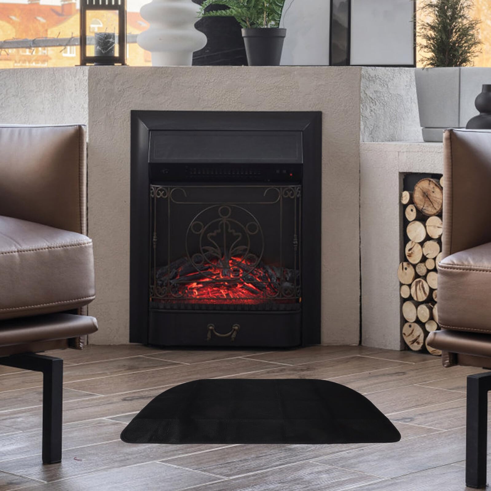 Yardenfun Tappetino Ignifugo Mezza Forma Semicircolare Protezione Pavimento Resistente Alte Temperature per Stufa e Barbecue Antincendio per Interni ed Esterni Design Elegante e Sicuro