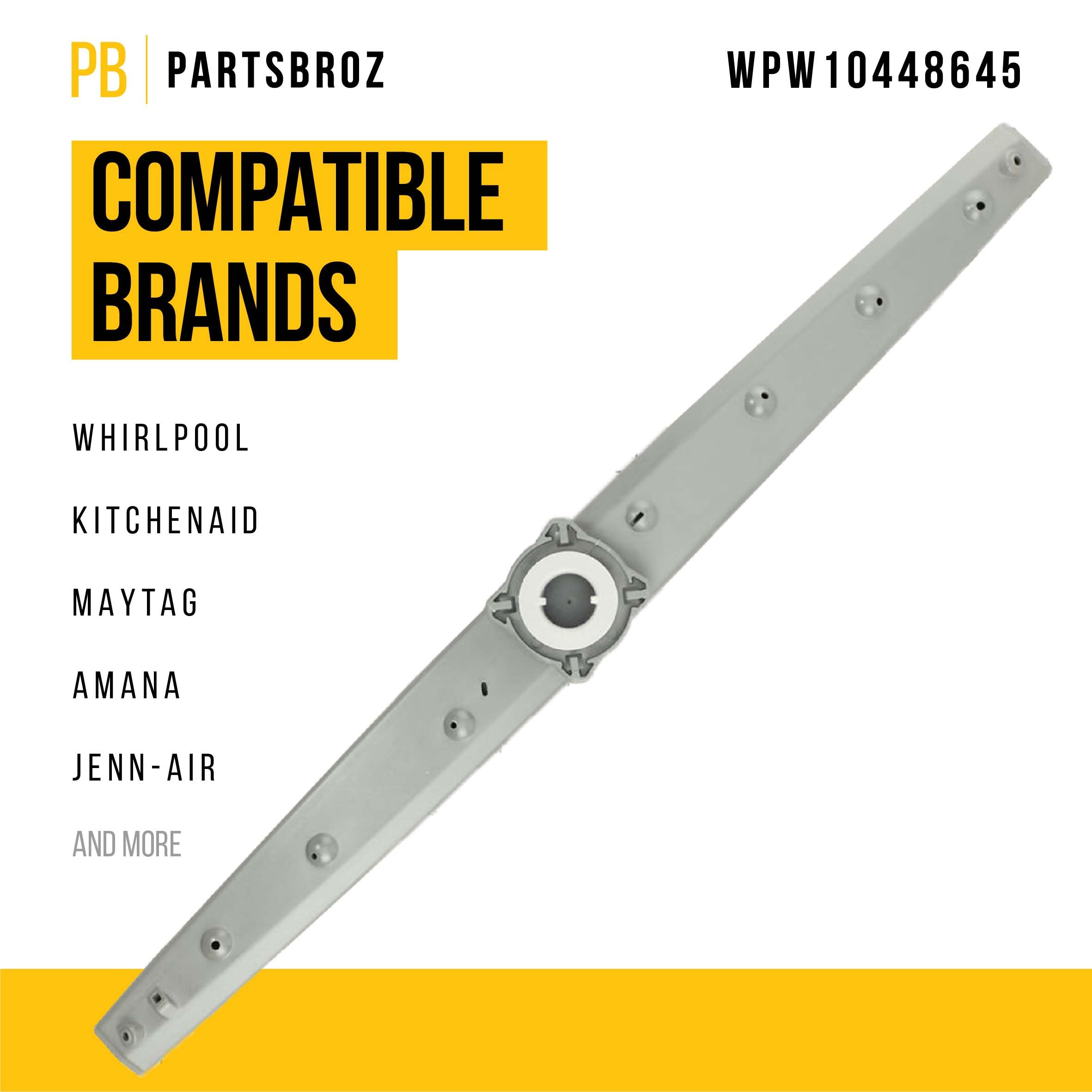 WPW10448645 - Brazo de pulverización medio para lavavajillas, sustituye a AP6021549, W10448645, 2312063, PS11754873