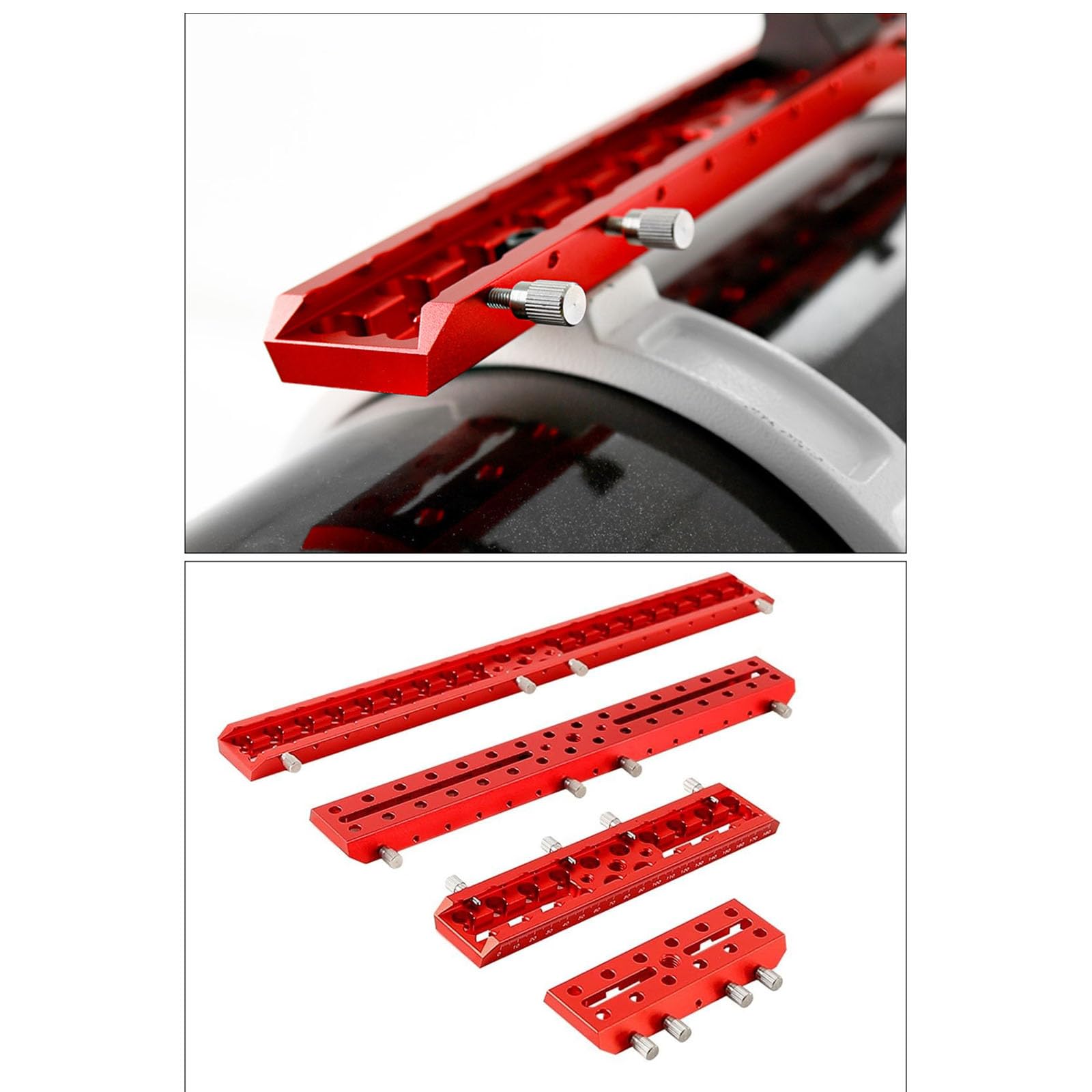Astronomisches Teleskop Schwalbenschwanzplatte,Vixen Style Guide Zielfernrohrhalterung, 2-in-1 Dual-Slot-Aluminium-Legierung Schiene für Astrofotografie, rot, 120–445 mm verstellbare Länge (120mm)