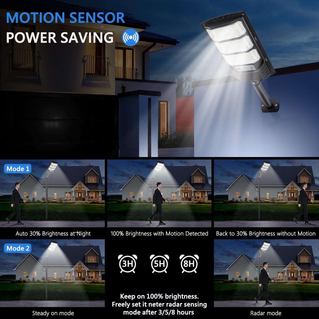YACAISI Solar Street Lights Outdoor, 8500K Solar Outside Light - Image 3