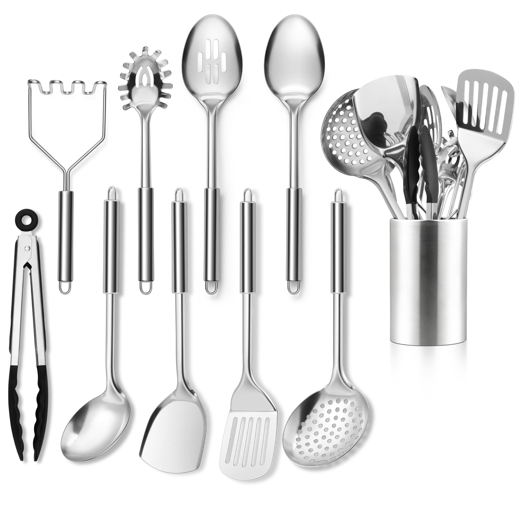 Joyfair Set di 10 utensili da cucina in acciaio inox (10)