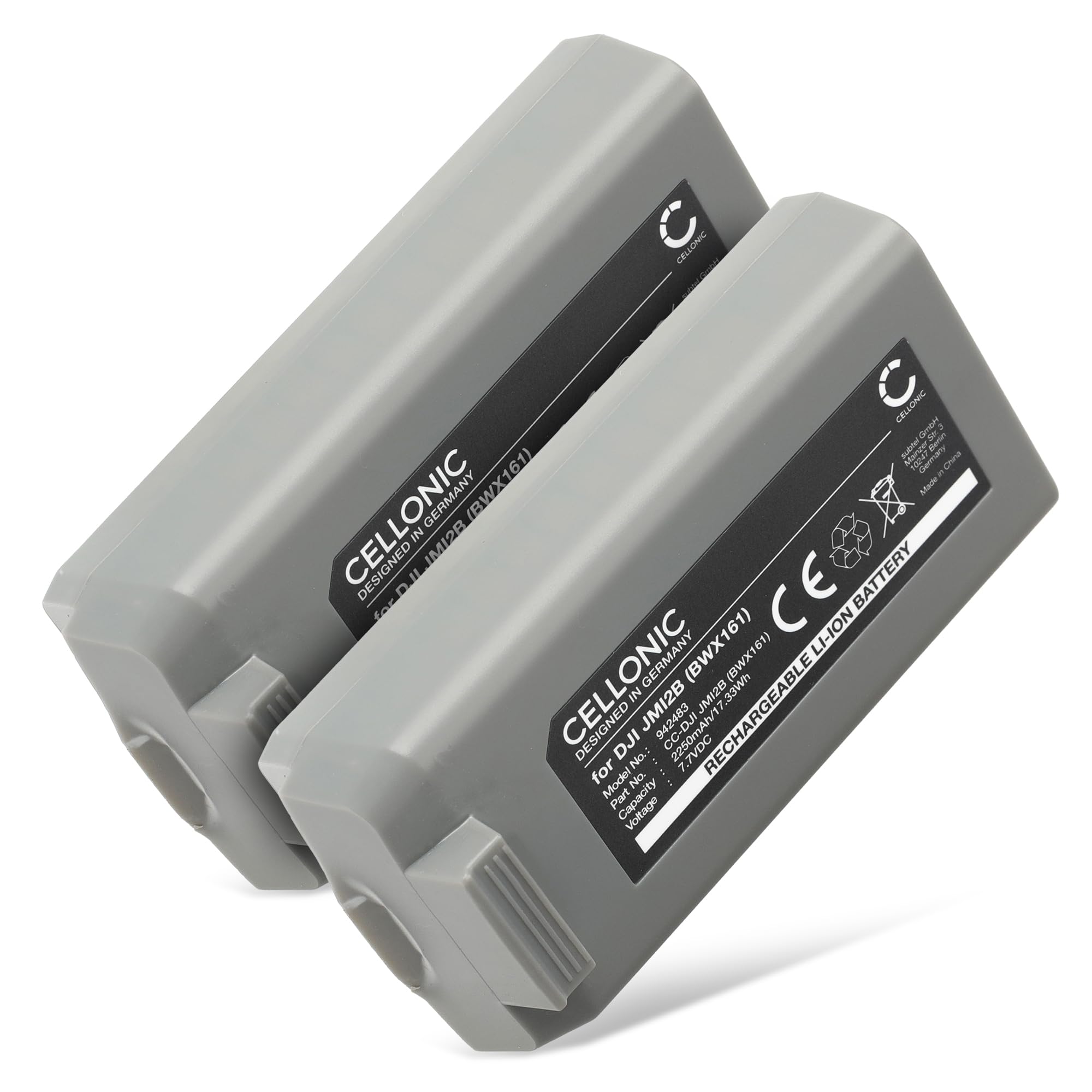 CELLONIC 2x Battery for Drone Compatible with DJI Mini 2, Mini 2 SE, Mavic Mini 2, BWX161-2250-7.7 - (2250mAh, 7.7V)