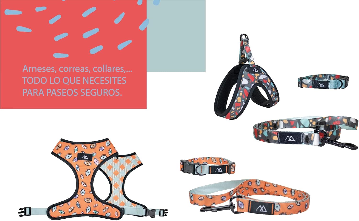 Reversible Harness for Small Dogs - 19.5 x 18.5 cm - Mosaic Design - Size XS - Very Resistant and Comfortable - Safe - Dog Accessories 4