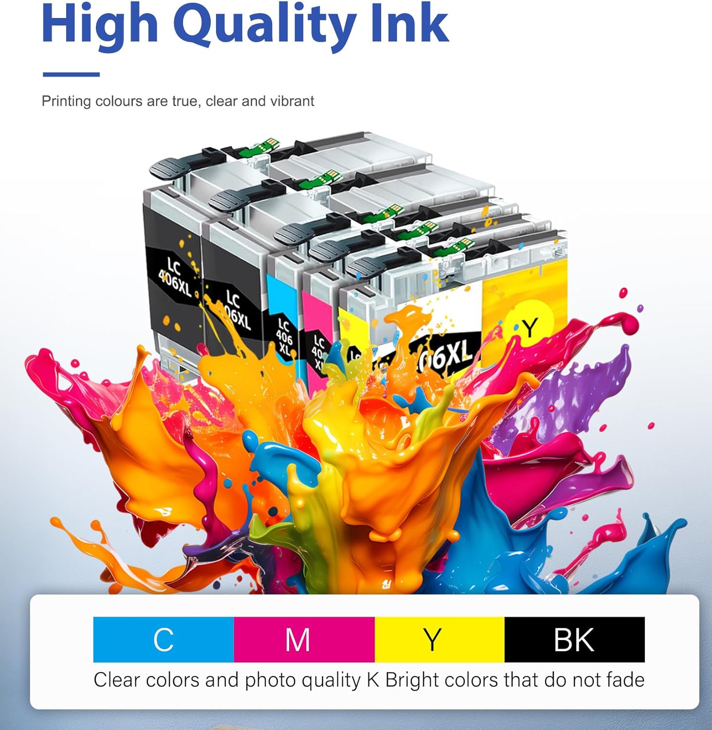 LC406XL LC406 Ink Cartridges High Yield (5 Pack, 2 BK/C/M/Y) Compatible for Brother LC406XL LC406 XL LC406 MFC-J4335DW MFC-J4535DW MFC-J5855DW MFC-J6555DW MFC-J6955DW Printer