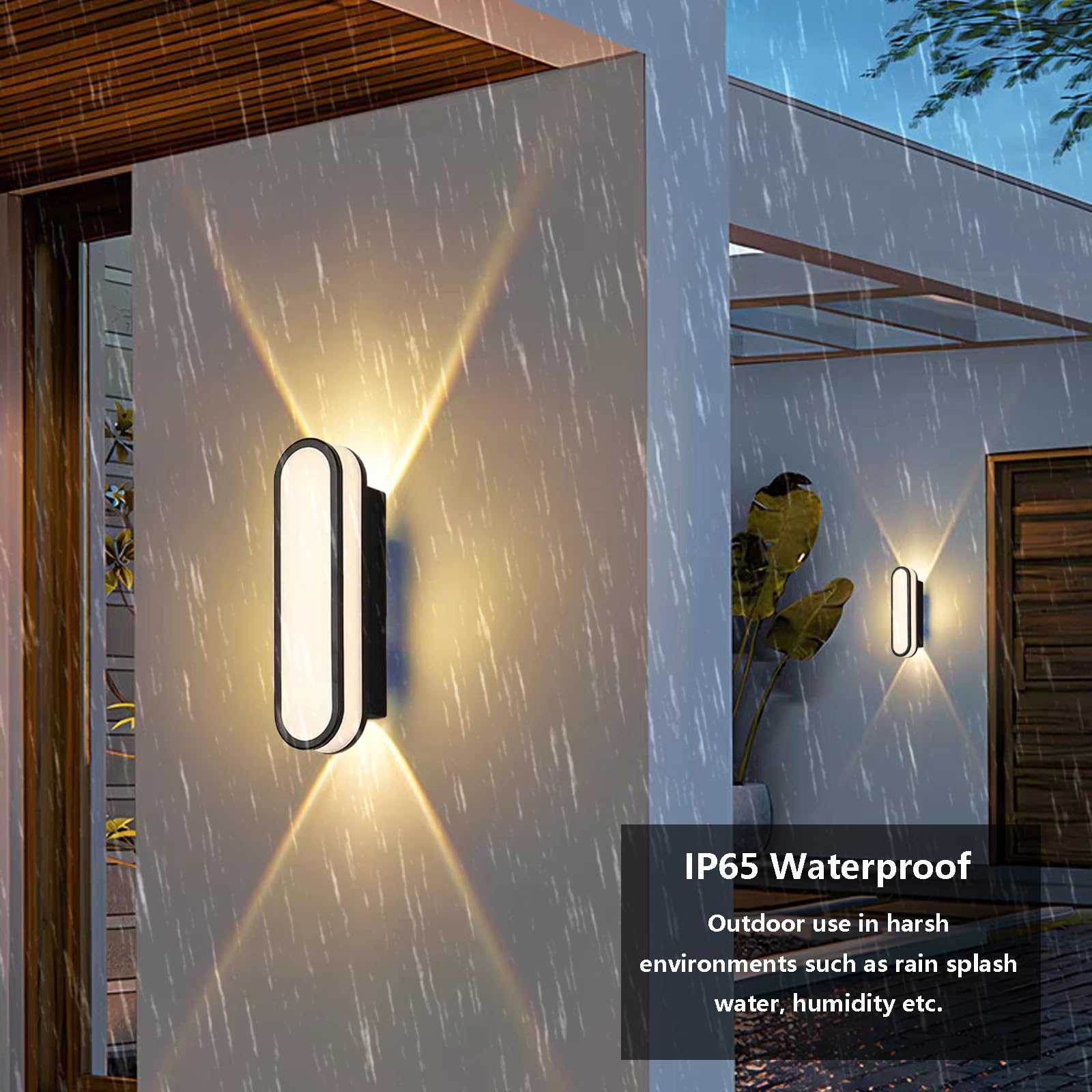 Lampa ścienna LED do użytku na zewnątrz/wewnątrz, IP65, wodoodporna, nowoczesna, dekoracyjna, z aluminium czarnego akrylu, na patio, do garażu (kwadratowy, ciepły, 18 cm)