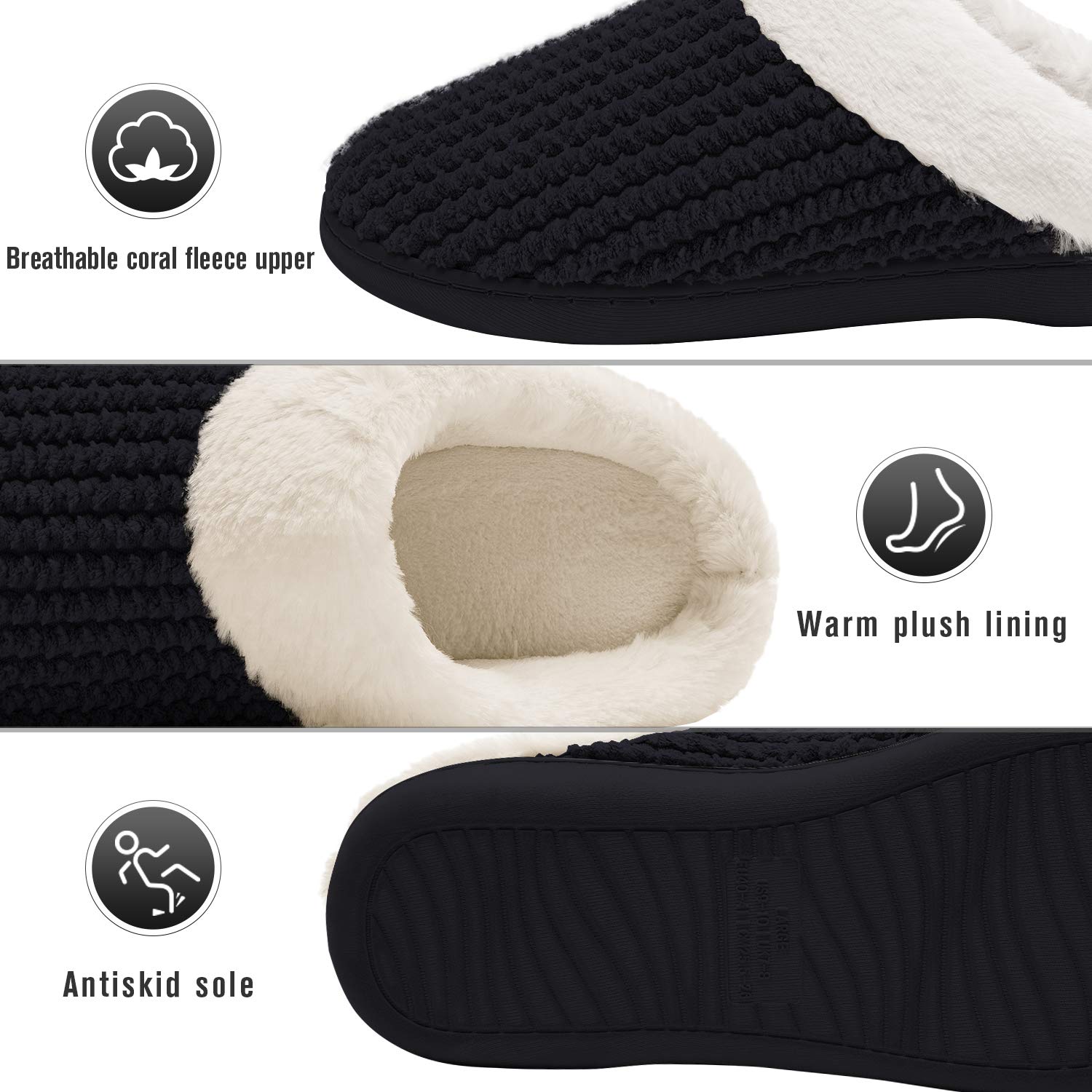 Kuako Inverno Pantofole Donna Peluche Ciabatte Caldo Comode Scarpe da Casa Antiscivolo Memoria Schiuma Pantofole Interno Esterno