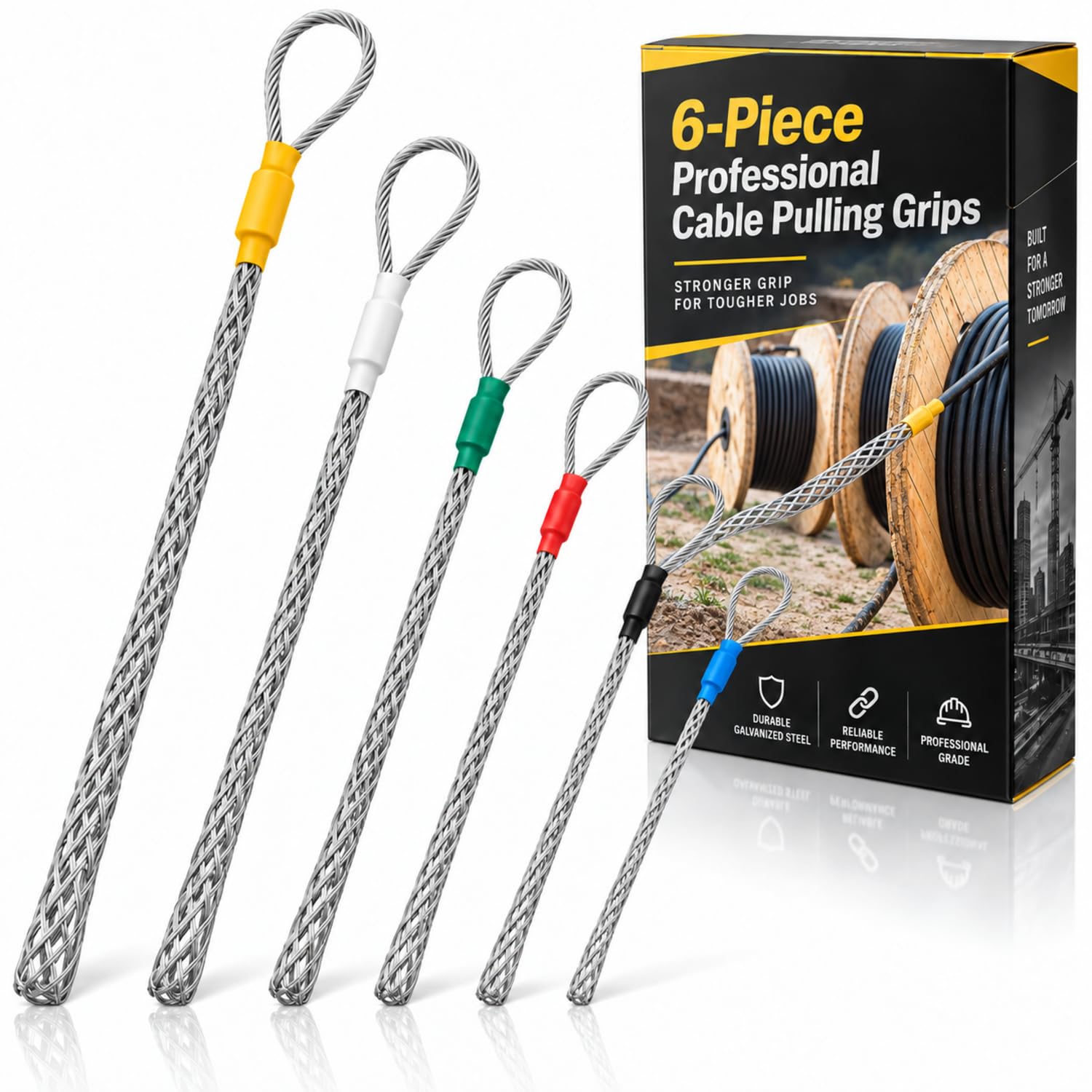 Yaocom 6 Pcs Cable Puller Socks 4-25 mm Wire Pulling Grip Kit