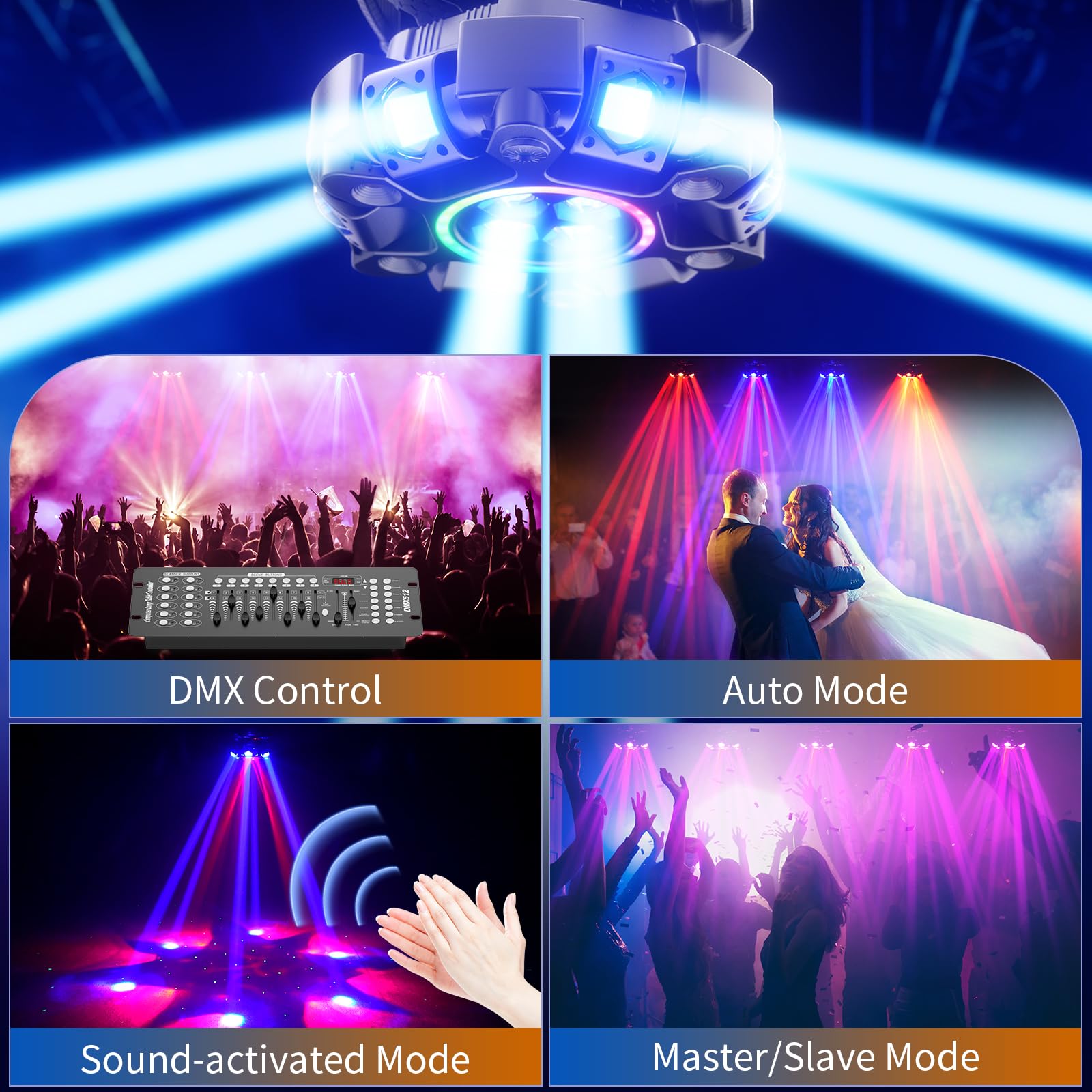 Moving Head LED 180W Beam Disco licht RGBW Partylicht dmx Bühnenlichter DJ lichter für Bar Kneipen Club Hochzeit Weihnachten