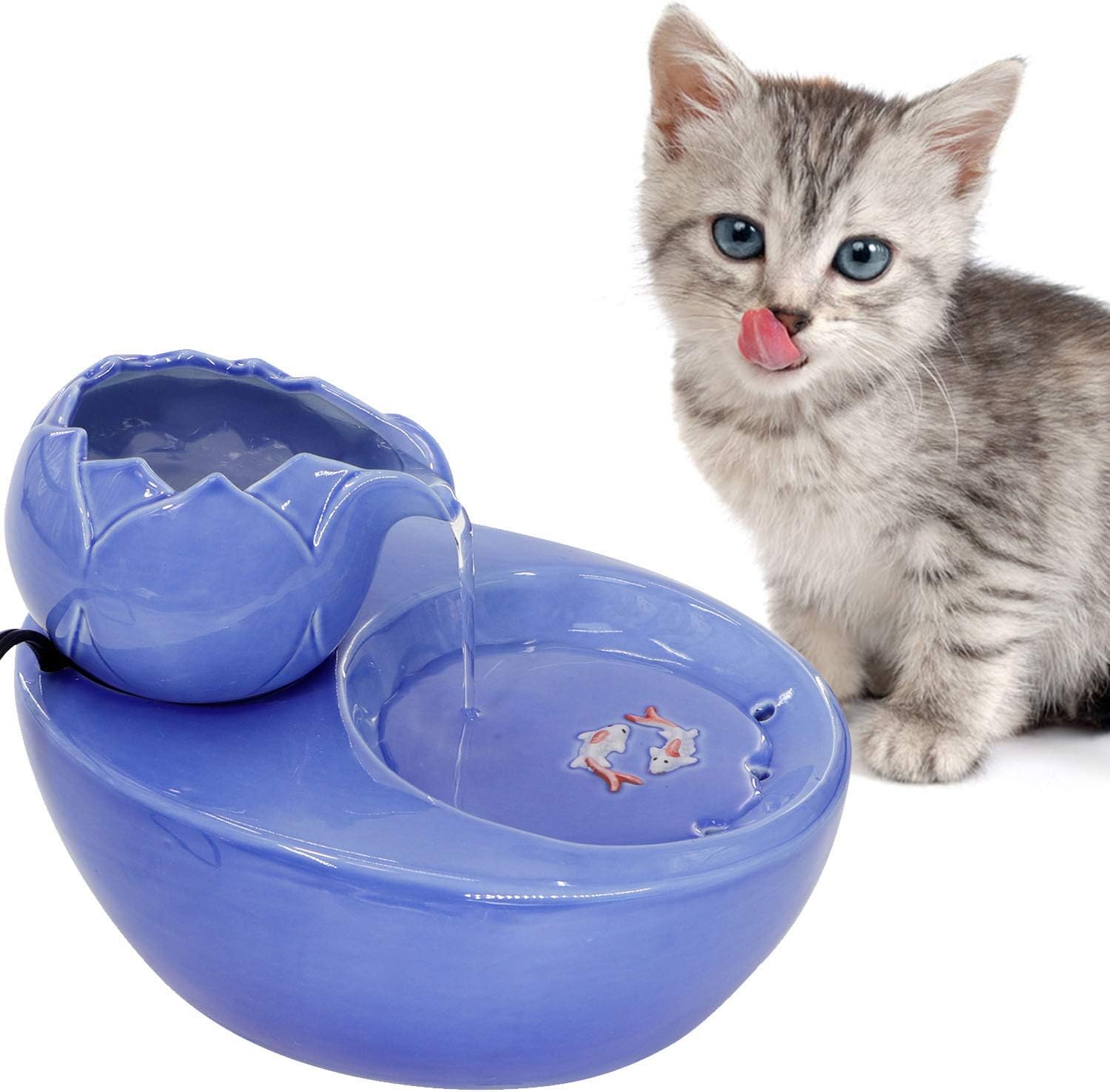 Wistwoxxon Ceramic Cat Water Fountain 1.5 Liters / 51 Oz