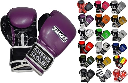 Guantes de boxeo para entrenamiento de gimnasio (púrpura/negro, grandes, 16 onzas)
