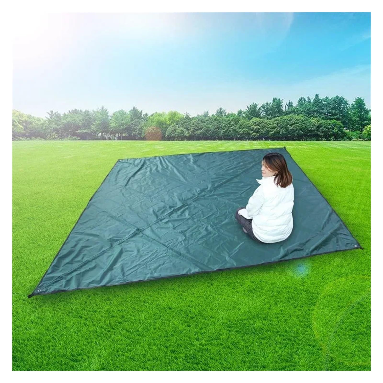 Bâche imperméable portable multifonctionnelle pour camping, voyages, randonnée, abri de pluie, auvent (camouflage, 360 x 290 cm)