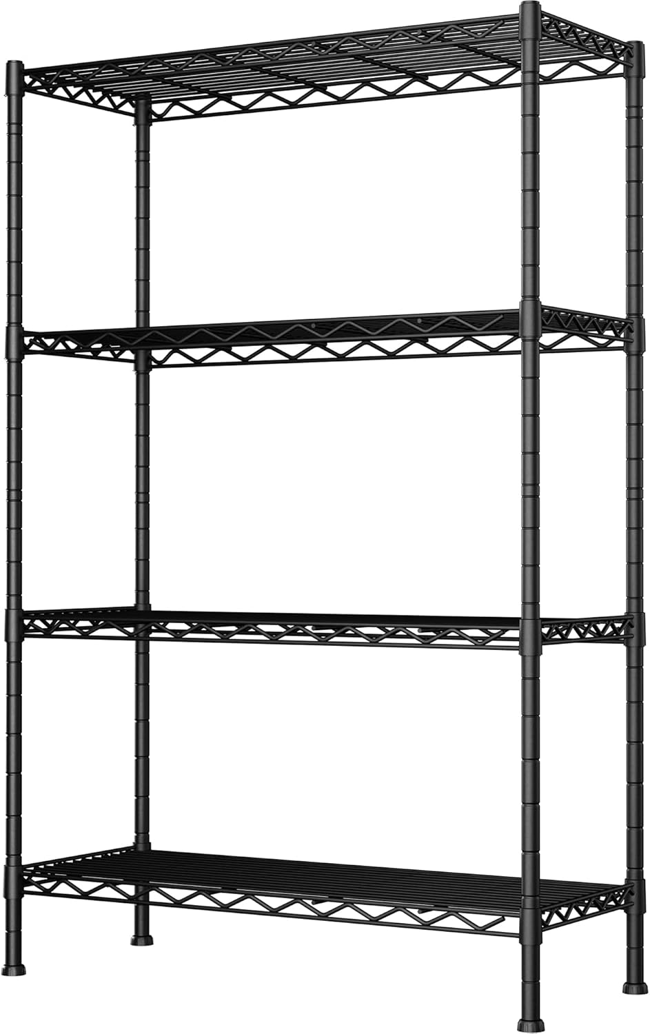 GIOTORENT 4-Wire Garage Shelving Storage Shelves, Kitchen Storage Adjustable Shelf, Metal Shelves 1400Lbs Capacity 14" Lx36.2 Wx53.5 H for Laundry Bathroom Pantry Closet, Matte Black