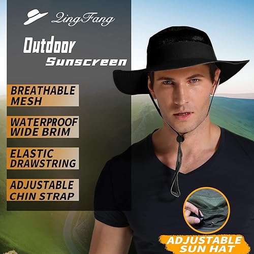 Miniatura 6 de Sombrero de ala ancha para mujeres y hombres, sombreros de verano con protección UV UPF 50+ para pesca, senderismo, playa, sombreros