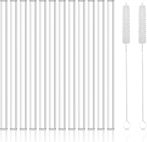 Miniatura 1 de Antner Paquete de 12 popotes de vidrio reutilizables, 8.5 pulgadas x 0.394 in, pajitas de vidrio transparente recto para bebidas calientes y frías,
