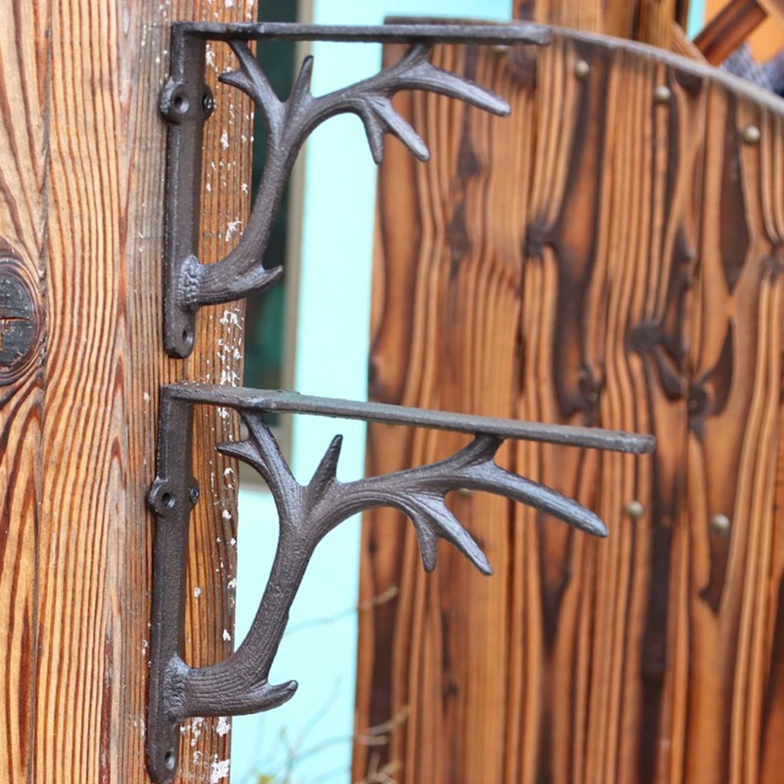 2 Pezzi Staffe per Mensole in Ghisa,Reggimensola da Muro,Supporti per Scaffali di Metallo Galleggiante,Staffa Angolari 90 Gradi per Decorative di Giardino,con Viti (24,8cm)