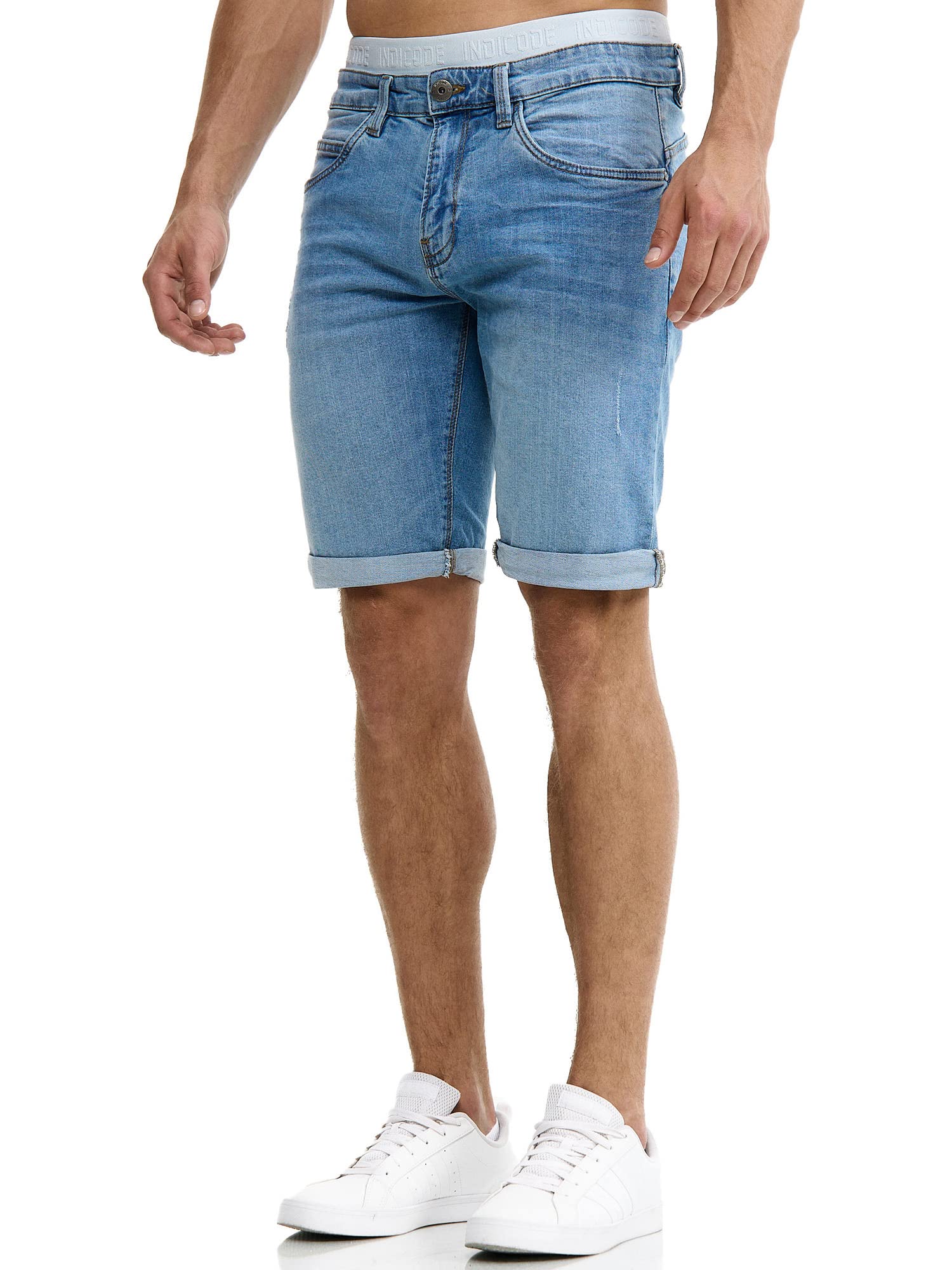 Indicode Hommes Caden Jeans Shorts | Pantalon Court en Jean à 5 Poches