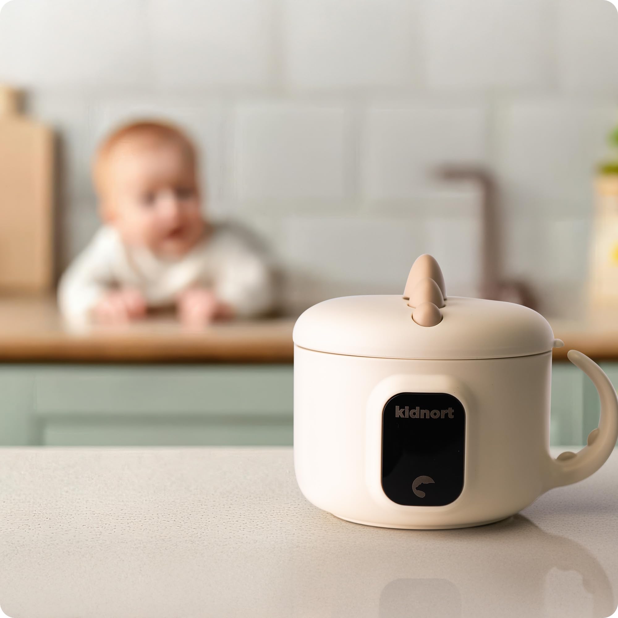 Vennlig Mobiler Babykostwärmer 400 ml mit Akku kabellos für unterwegs 40 und 45 Grad Display 4500 mAh 70 Grad Pflegeprogramm für Babybrei Mahlzeiten und Getränke Beige