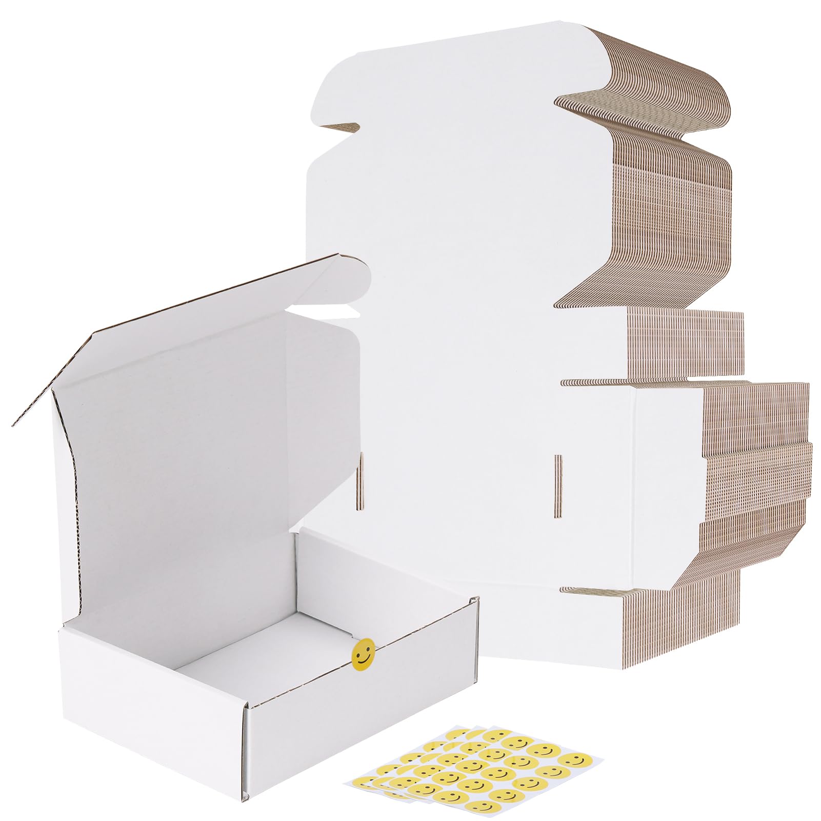 RLAVBL 7x5x2 Shipping Boxes Set of 50, White Corrugated Cardboard Box for Packing, Mailing, Business