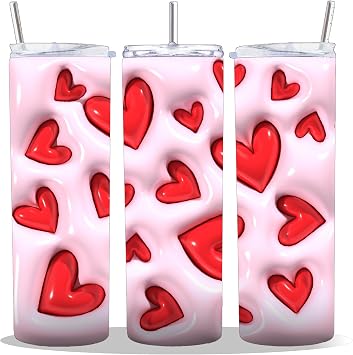 20 oz Insulated Double Wall Stainless Steel Tumbler with Spill Proof Lid and Reusable Straw, Water Bottle Coffee, Valentines Day Valentine Cup Mug Tumbler Heart2