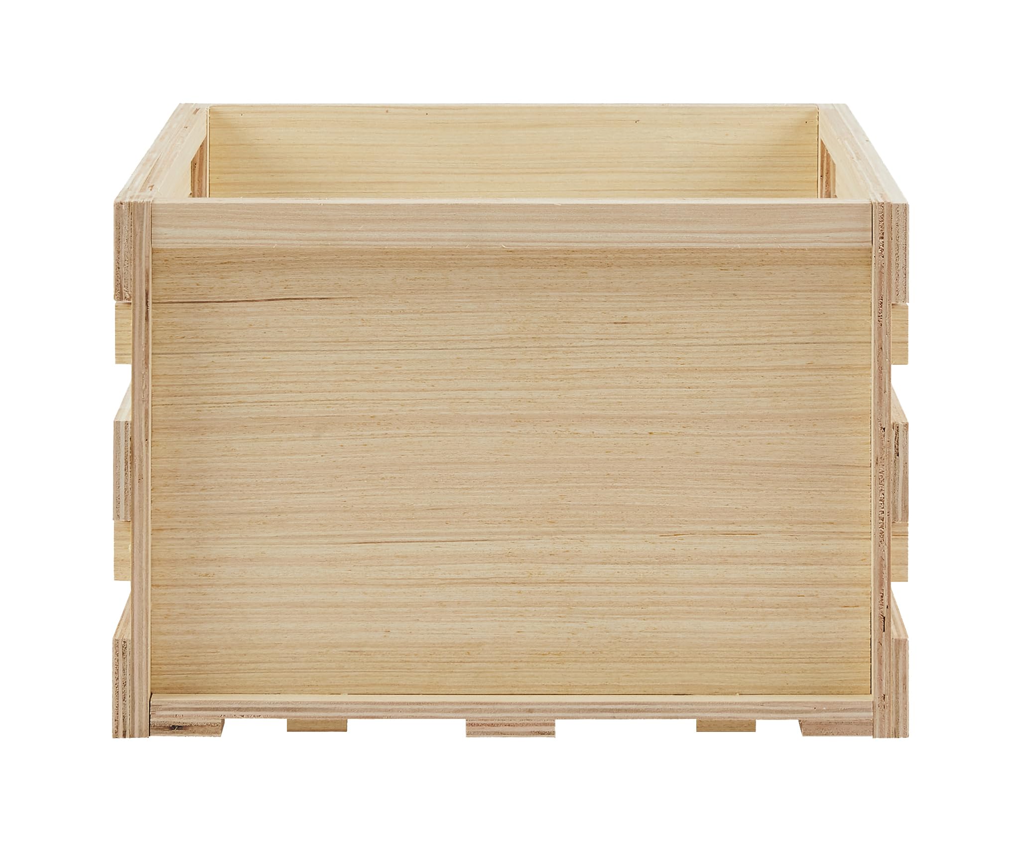 Crosley AC1050A-BB - Caja de almacenamiento de discos de vinilo de madera para hasta 75 álbumes, organizador portátil con asas, color natural
