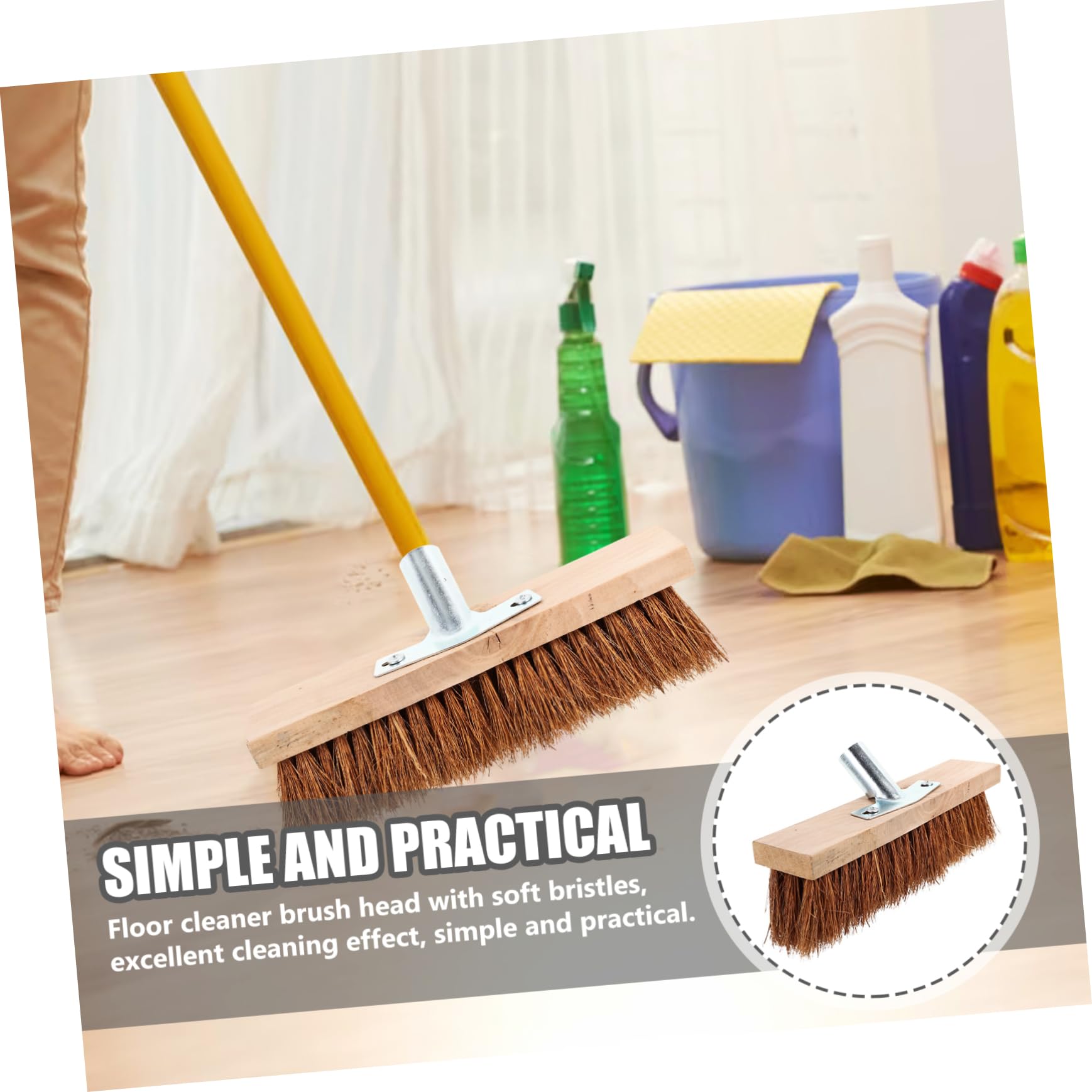 Tête de Brosse à Poils pour Sols avec Manche, Pièce D'installation