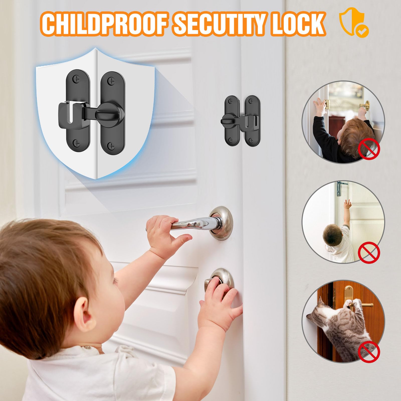 90/180 Degree Locks For Barn Doors, Sliding Barn Door Lock Hardware, Flip Gate Latches For Barn, Garden Door, Bathroom Door, Outdoor Door, Garage Door - View #7