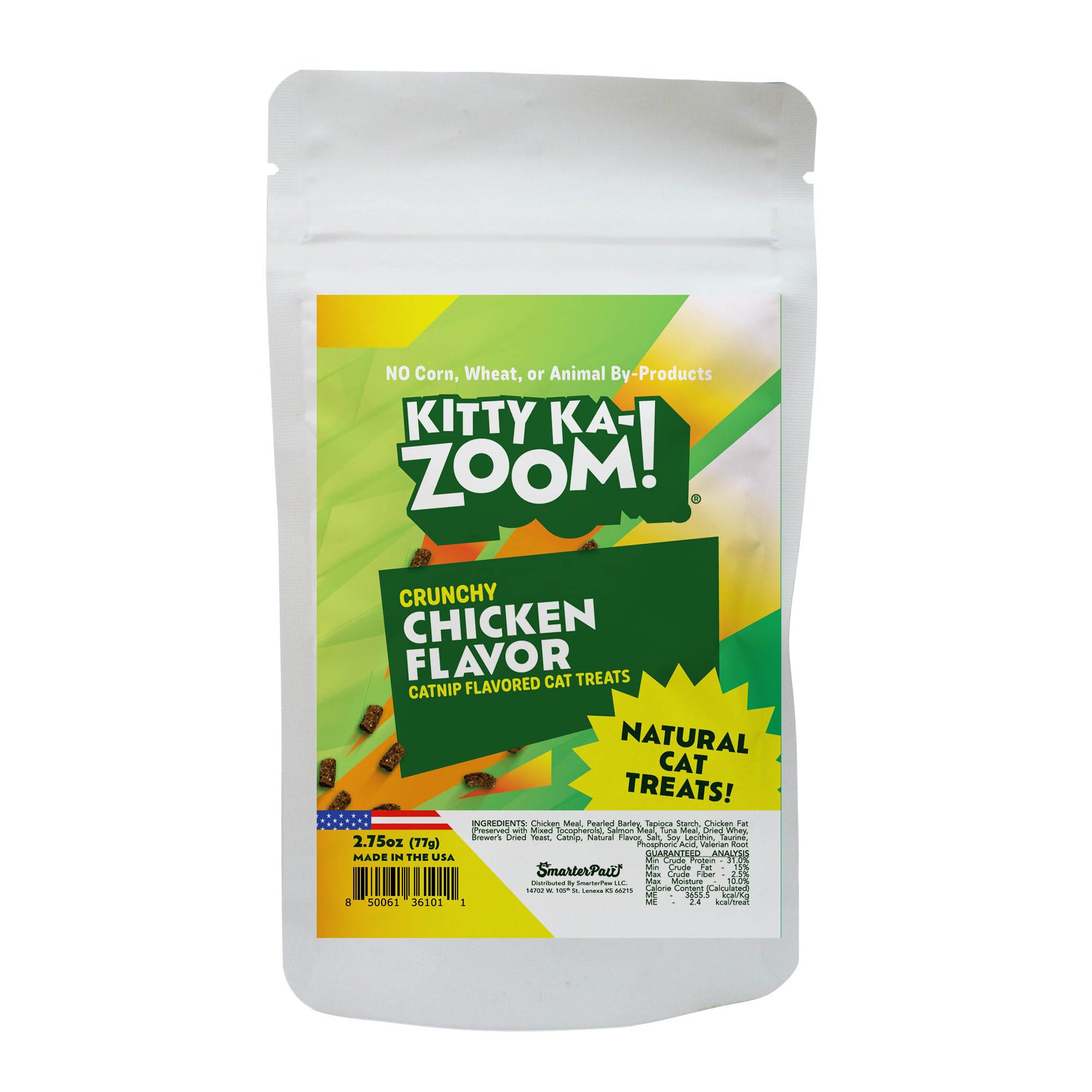 KITTY KA-ZOOM Crunchy Natural Chicken with Catnip Treats for Cats, 2.75 OZ