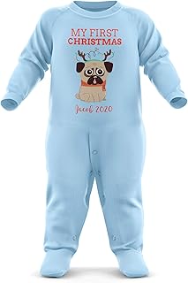 FunkyShirt Baby,Clothing,Baby Boys 0-24m,Bodysuits & One-Pieces,Rompers FunkyShirt My 1st Christmas Personalised Baby Romper - Babys First Christmas - Custom Baby Christmas Outfit - Cute First Xmas Gifts - Christmas Pyjamas - Personalised My First Christmas Babygrow
