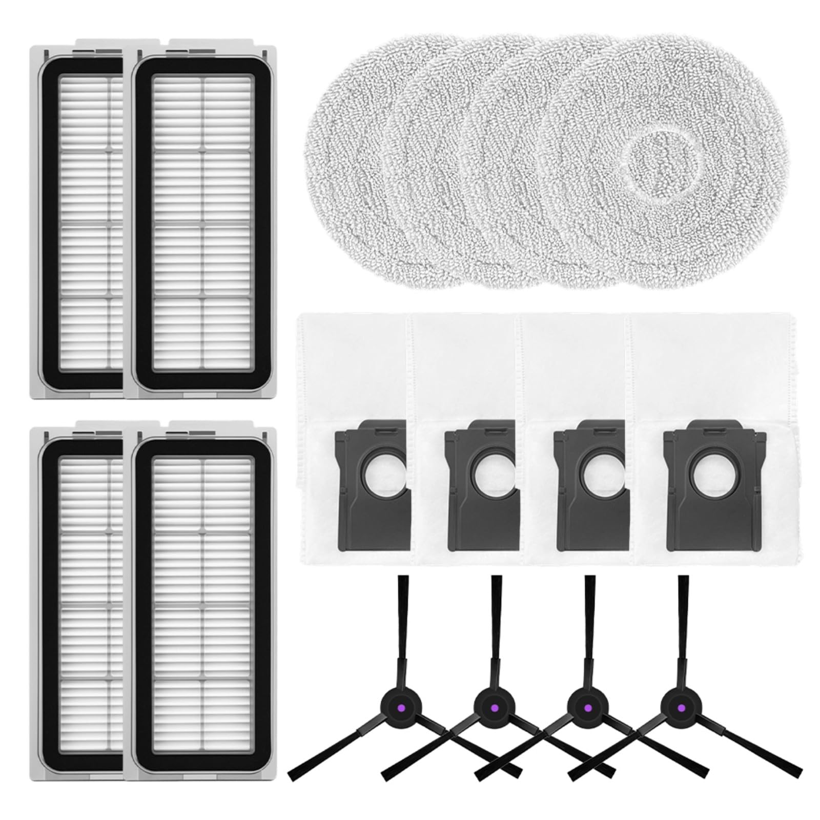 Kit de piezas de repuesto para Conga para X50, para Cecotec para X-Treme Robot Vacuum - Incluye cepillos laterales, filtros, paños de fregona y bolsas para el polvo (A)