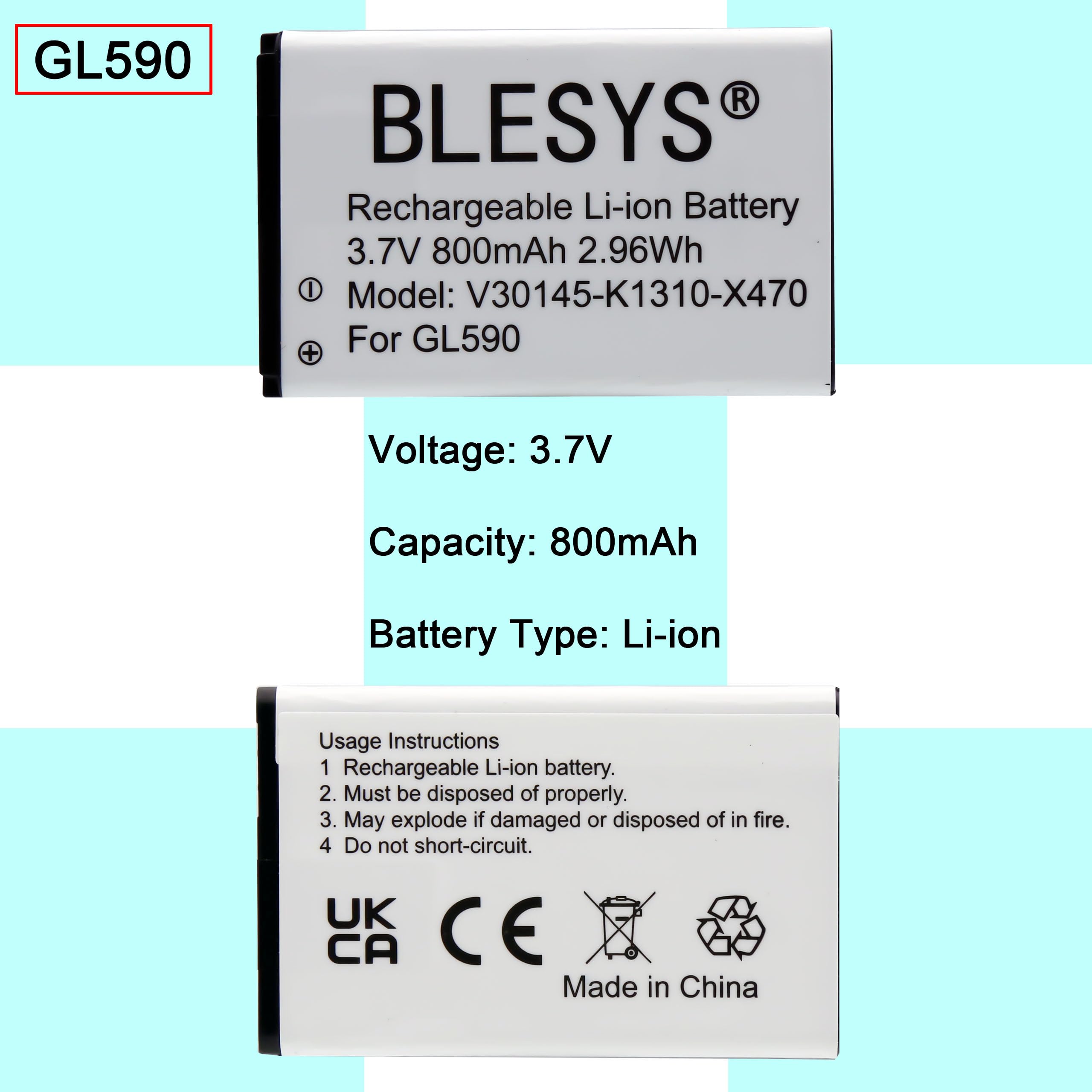 Batteria GL590 per Gigaset GL590 BL-4C Nera 3.7V 800mAh Prestazioni Originali Batteria GL590 per Gigaset GL590 BL-4C Nera 3.7V 800mAh Prestazioni Originali