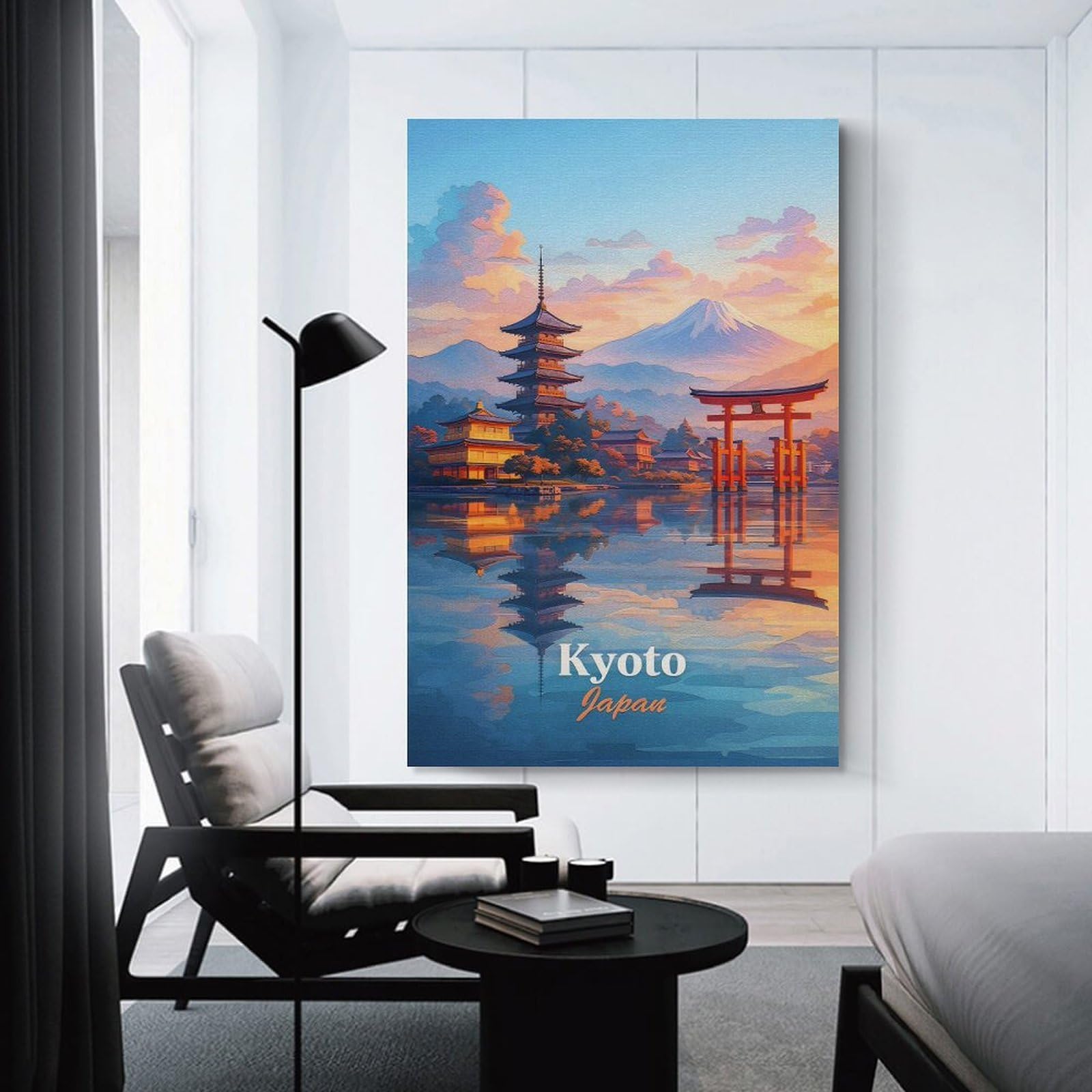 Junmoney Unframe-Style-23 Canvas Wall Decor Kyoto Japan Landscape Painting, 20X30inch(50X75cm), For Home Lounge, Bedroom Or Reading Nook, Eye Catching Artwork For Blank Walls