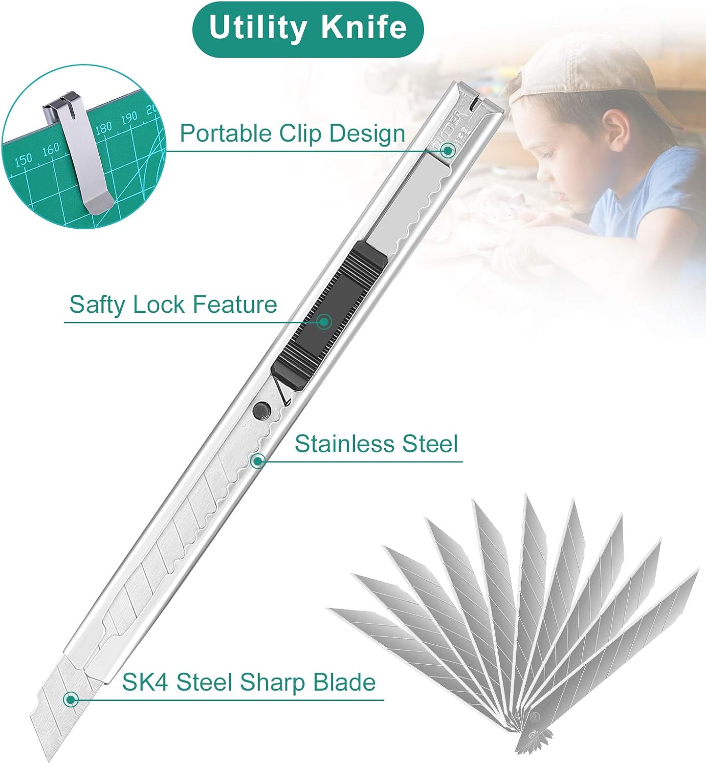 Craft Carving Knife Kit, Set of Hobby Carve Knives with A4 Cutting Mat, Ruler, Cutter, Replacement Blades, Precision Tools for Deburring, Chiseling | Engraving Fruit, Art, Scrapbooking, Stencil