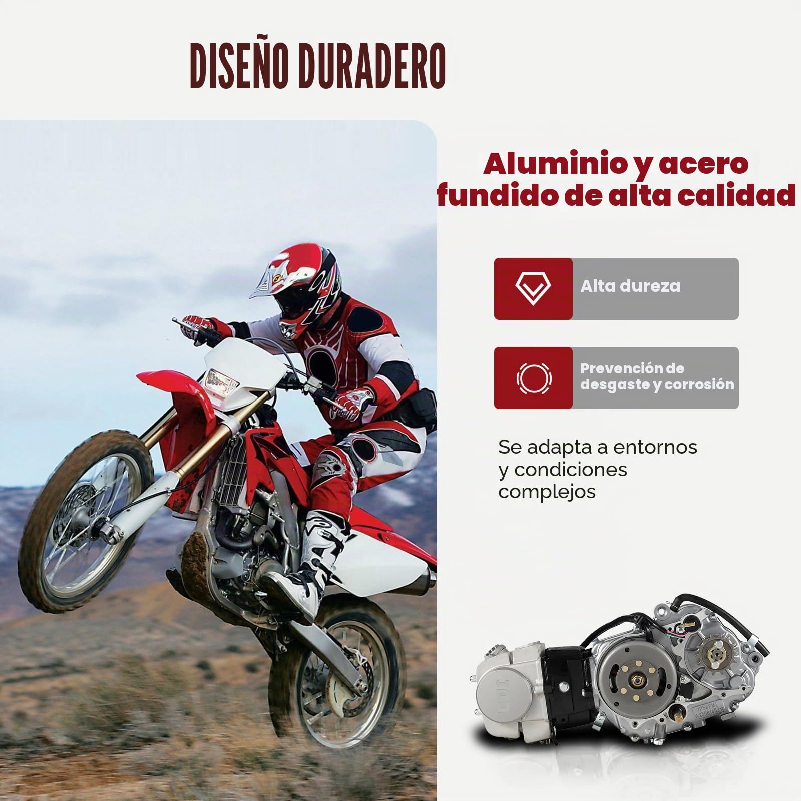 125 cc Motor de Moto de Motocross Pitbike Cross 4 tiempos Motor 4 velocidades Embrague manual Motores de Pitbike CDI Monocilíndrico 125 cc Kit de Moto de Motocross con Patada de Arranque Motor