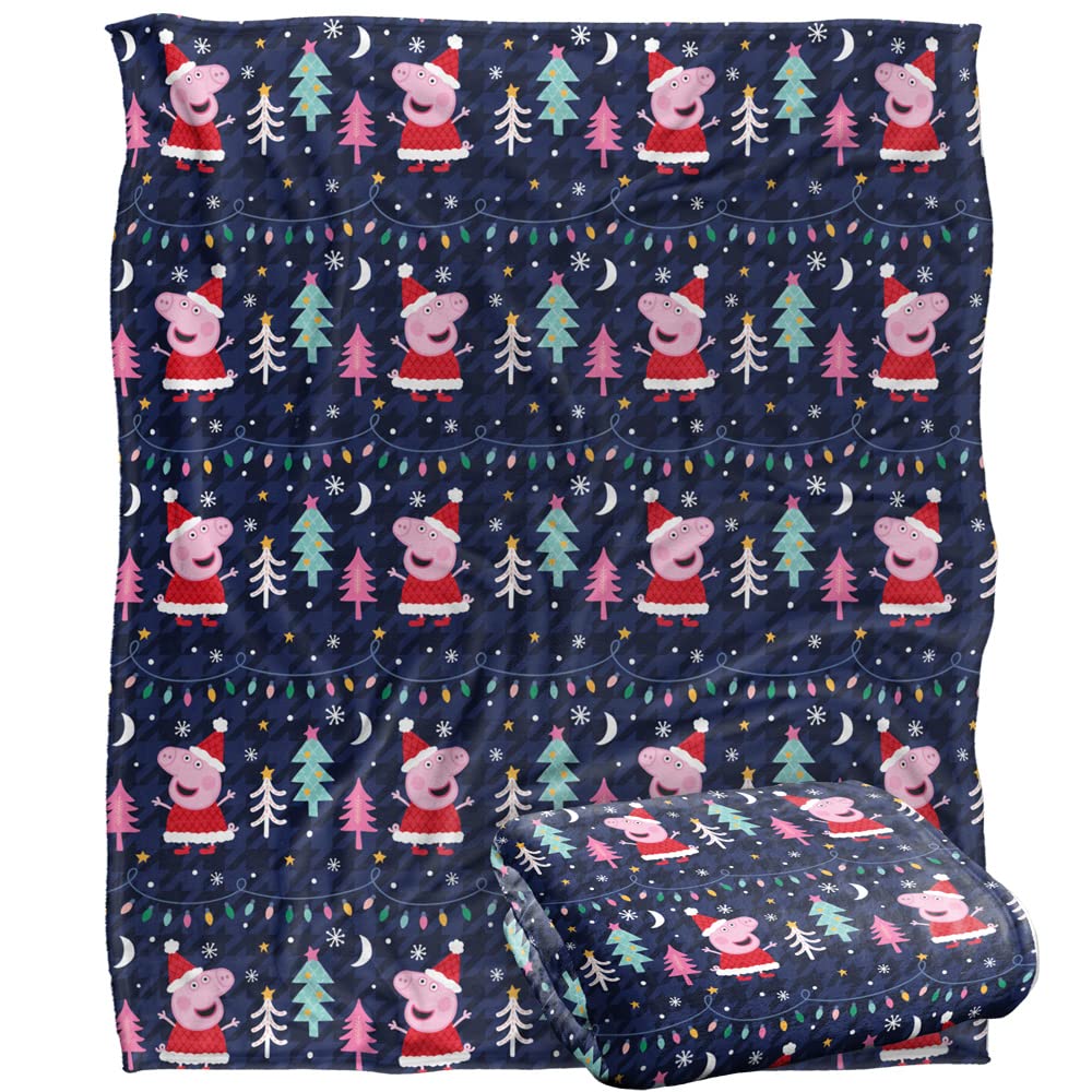 Peppa Pig Blanket, 152 x 127 cm Santa Peppa Pattern Silky Touch Super Soft Throw Blanket, 50" x 60"