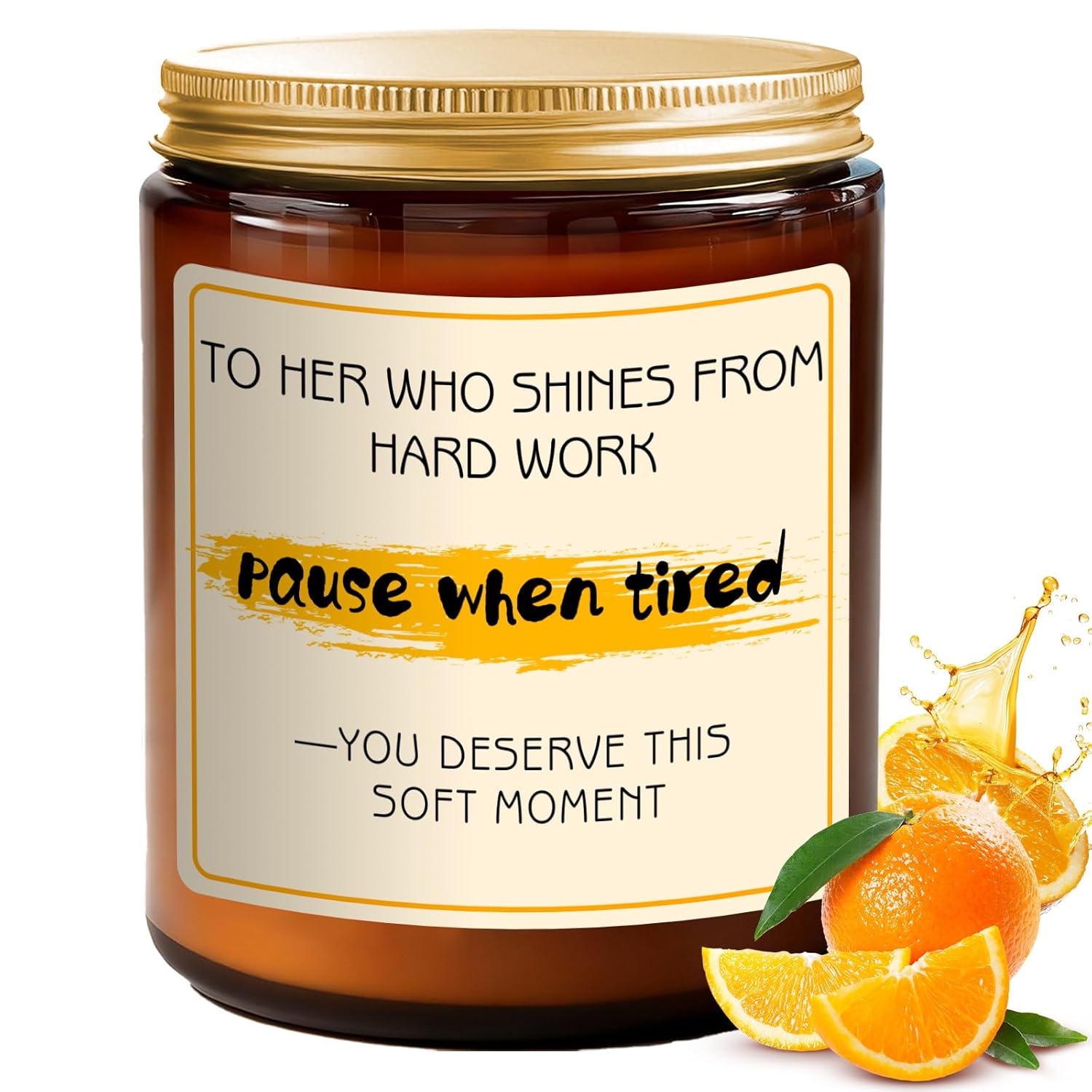 Candle Gift for Women Hard Work - Orange Aromatherapy Candle for Women, Novelty Gifts for Coworker Work Bestie - 7oz Natural Soy Wax Candle, Unique Present with Saying, Stress Relief Relaxing Candles